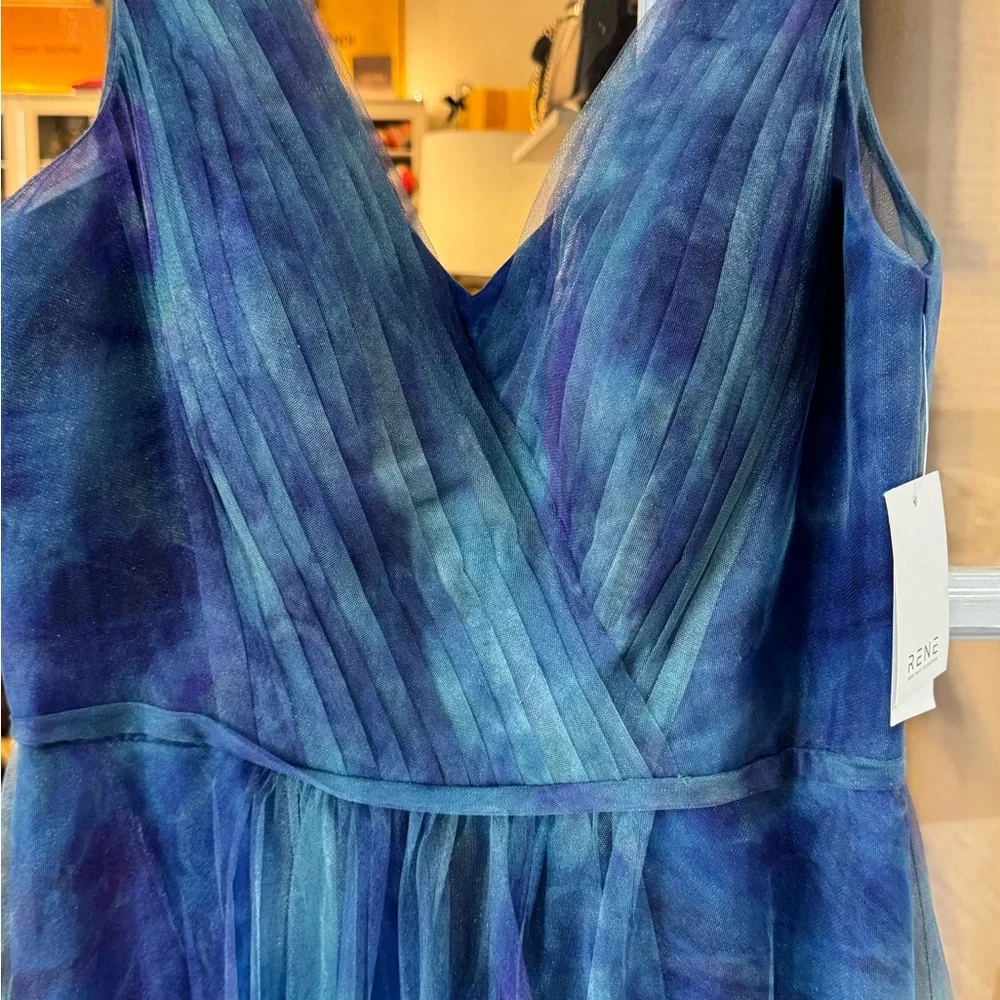 Rene Ruiz Blue Ombre Pleated Dress - Picture 6 of 6